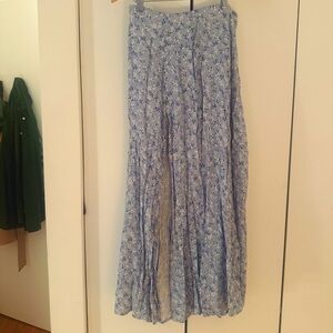Reformation Blue Floral Skirt with front slit